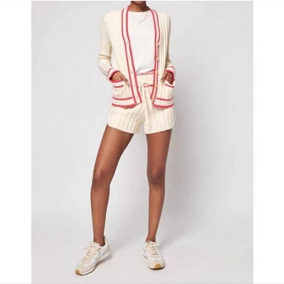 FAHERTY Game Set Sweater Short Organic Cotton Cashmere Vintage Cream Size XL
